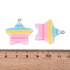 Rainbow Star Resin Pendants&nbsp;CRES-O003-01
