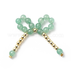 5Pcs 5 Styles Natural Mixed Gemstone Round Bowknot Connector Charms&nbsp;PALLOY-JF01943