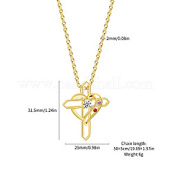 Mother's Day Brass Micro Pave Colorful Cubic Zirconia Heart Cross Pendant 304 Stainless Steel Cable Chain Necklaces for Women&nbsp;WGBC0BB-02