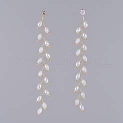 Electroplate Glass Beads Dangle Stud Earrings&nbsp;EJEW-JE03820-02