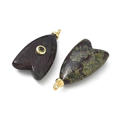 Brass & Natural Dragon Blood & Cubic Zirconia Pendants&nbsp;GG-CBAD360-20G-07