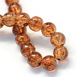 Baking Paint Transparent Crackle Glass Round Bead Strands&nbsp;DGLA-Q018-8mm-26