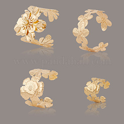 3 Styles Alloy Flower Cuff Bangles & Ring Sets for Women&nbsp;SJEW-CY0001-01