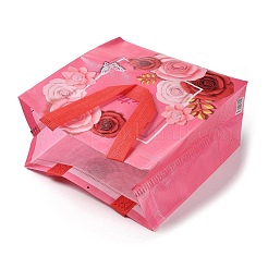 Mother's Day Theme Printed Flower Non-Woven Reusable Folding Gift Bags with Handle&nbsp;ABAG-F009-C04