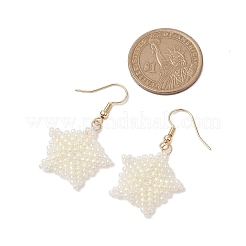 Snowflake Braided Glass Seed Bead Dangle Earrings&nbsp;EJEW-JE05868