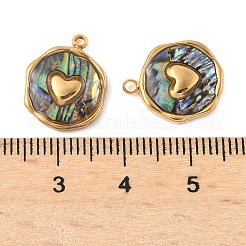 304 Stainless Steel Pave Natural Paua Shell Pendants&nbsp;STAS-F319-02B-G01