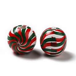 Christmas Theme Printed Natural Wooden Beads&nbsp;WOOD-L020-A07