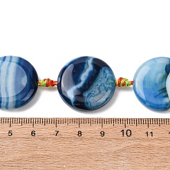 Natural Striped Agate/Banded Agate Coin Beads Strands&nbsp;G-NH0040-01H