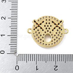 Rack Plating Brass Micro Pave Clear Cubic Zirconia Flat Round Connector Charms&nbsp;KK-A234-040G-03