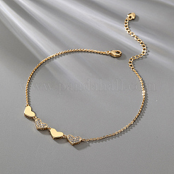 Brass 4 Heart Link Chain Minimalist Anklets for Women and Girls&nbsp;YO8266