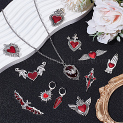 12Pcs 12 Styles Gothic Style Zinc Alloy Enamel Pendants&nbsp;ENAM-SC0007-98