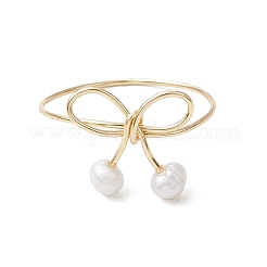 Round Natural Cultured Freshwater Pearl Finger Rings&nbsp;RJEW-JR00856