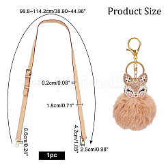 2Pcs 2 Style Faux Fur Ball Pom Pom Keychains and Microfiber Leather Bag Strap&nbsp;FIND-CA0004-16