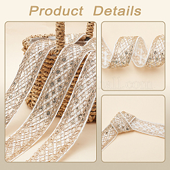Rhombus Pattern Polyester Ribbon with Paillette&nbsp;OCOR-WH0047-49A