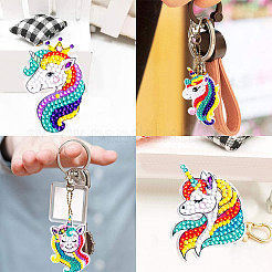 DIY 5Pcs Unicorn Diamond Painting Keychain Kits&nbsp;DIY-SC0016-86