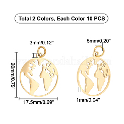 20Pcs 2 Colors 201 Stainless Steel Pendants&nbsp;STAS-UN0029-86