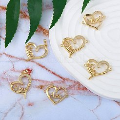 6Pcs 6 Style Brass Micro Pave Clear Cubic Zirconia Links&nbsp;ZIRC-SZ0001-50