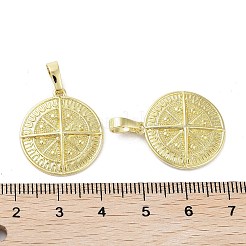 Rack Plating Flat Round Brass Pendants&nbsp;KK-E102-23G