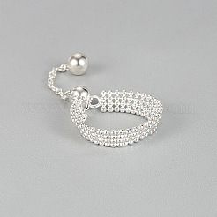 925 Sterling Silver Round Beaded Chain Adjustable Finger Rings for Women&nbsp;FS-WGBA7E8-01