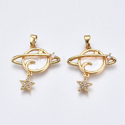 Brass Micro Pave Clear Cubic Zirconia Pendants&nbsp;X-KK-Q277-015-NF