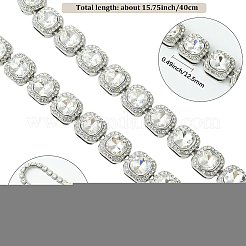1Pc Zinc Alloy Pave Square Clear Glass Tennis Necklaces for Womem&nbsp;NJEW-SP0001-07S