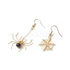Natural Black Onyx Dangle Earrings&nbsp;EJEW-JE05189-01