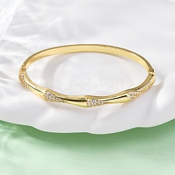 Brass Micro Pave Clear Cubic Zirconia Hinged Bangles for Women&nbsp;BJEW-U025-03G