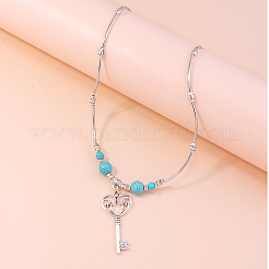 Alloy with Synthetic Turquoise Pendant Necklaces&nbsp;FS-WG9418F-01