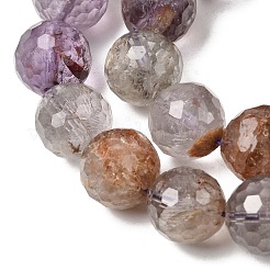Natural Purple Phantom Quartz Purple Lodolite Quartz Round Beads Strands&nbsp;G-Z127-B01-12mm