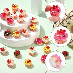 40Pcs 5 Colors Resin Strawberry Cake Ornament&nbsp;DJEW-CJ0001-20