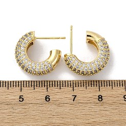 Brass Micro Pave Clear Cubic Zirconia Stud Earrings&nbsp;EJEW-F373-08G