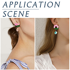 36Pcs 9 Styles Rectangle & Flower & Butterfly & Star Ash Wood Stud Earring Findings&nbsp;EJEW-TA0001-19