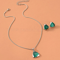 Triangle Alloy & Plastic Pendant Necklaces & Stud Earrings Sets&nbsp;FS-WG3E666-01