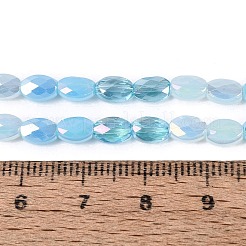 Electroplate Imitation Jade & Opaque & Transparent Glass Beads Strands&nbsp;EGLA-Q135-4x6MM-01A