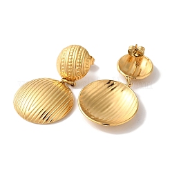 Textured Half Round Ion Plating(IP) 304 Stainless Steel Stud Earrings for Women&nbsp;EJEW-L287-015G