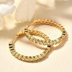 Rack Plating Brass Micro Pave Clear Cubic Zirconia Hoop Earrings for Women&nbsp;EJEW-C125-17A-G