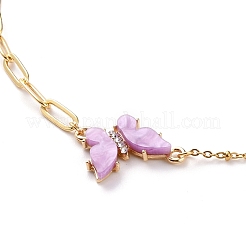 Brass Micro Pave Cubic Zirconia Butterfly Pendant Necklaces&nbsp;NJEW-JN03239