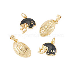 4Pcs 2 Styles Helmet & Rugby Rack Plating Brass Pendants&nbsp;KK-TA0009-01