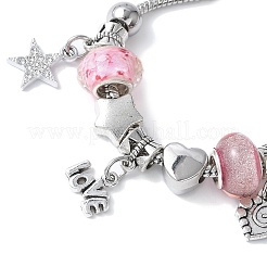 Brass European Beads Charm Bracelets&nbsp;BJEW-JB11586-02