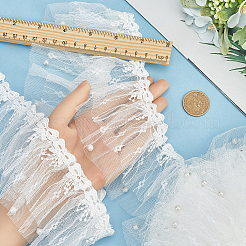 5 Yards Polyester Pleated Flower Lace Trim&nbsp;OCOR-GF0003-89B