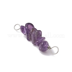 10Pcs 5 Styles Constellation Natural Gold Rutilated Quartz & Amethyst & Golden Sheen Obsidian & Strawberry Quartz & Lapis Lazuli Copper Wire Wrapped Chip Beaded Connector Charms&nbsp;PALLOY-JF02905-03