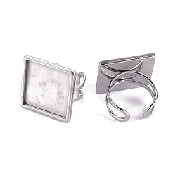 Tarnish Resistant 201 Stainless Steel Cuff Pad Ring Settings&nbsp;STAS-S080-041F-P