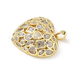 Brass Micro Pave Clear Cubic Zirconia Pendants&nbsp;KK-B141-03G-03