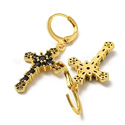 Real 18K Gold Plated Brass Dangle Leverback Earrings&nbsp;EJEW-A033-03G-02