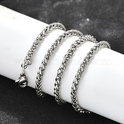 Tarnish Resistant Trendy Men's 201 Stainless Steel Wheat Chain Necklaces&nbsp;NJEW-L043A-45P