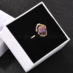 Oval Natural Lepidolite Finger Rings&nbsp;RJEW-P113-23G