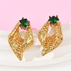 Conch 304 Stainless Steel Glass Stud Earrings&nbsp;LS-EJEW-M105-04G
