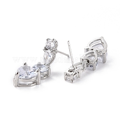 Heart Clear Cubic Zirconia Drop Earring&nbsp;EJEW-C002-06P-RS
