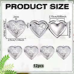 12Pcs 316 Stainless Steel Locket Pendants&nbsp;STAS-PH0007-25