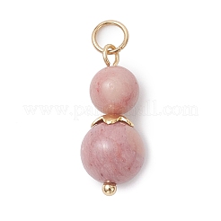 3Pcs 3 Styles Natural Rose Quartz & Dyed Striped Agate/Banded Agate Round Beaded Pendants&nbsp;PALLOY-JF04701-05